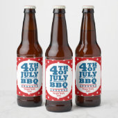 4 juli BBQ Party Personalized Red Star Bier Etiket (Flessen)
