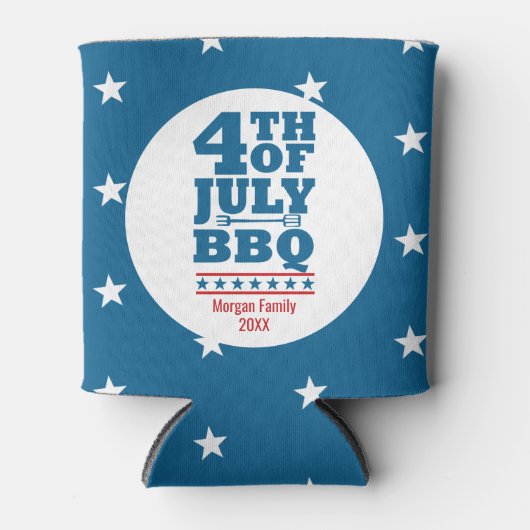 4 juli BBQ Party Red White Star Personalized Blikjeskoeler (Voorkant)