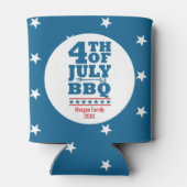 4 juli BBQ Party Red White Star Personalized Blikjeskoeler (Achterkant)