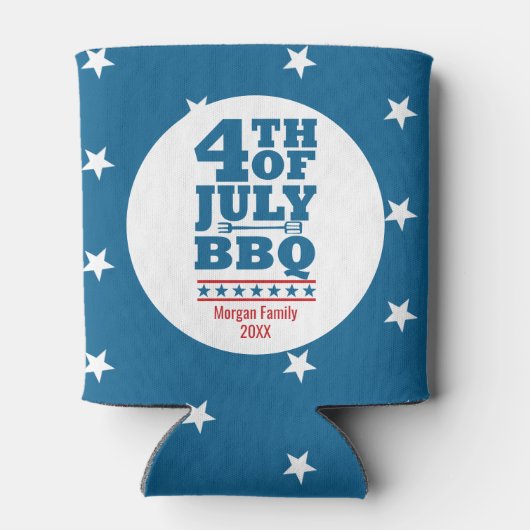 4 juli BBQ Party Red White Star Personalized Blikjeskoeler (Achterkant)