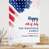 4 juli BBQ Party Rood Wit Blauw Custom Poster (Keuken)