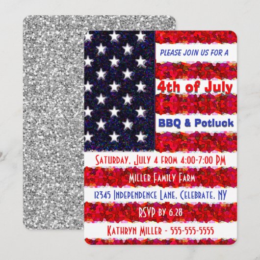 4 juli BBQ & Potluck Kaart (Voorkant / Achterkant)