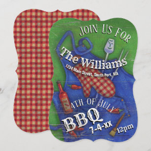 4 juli BBQ Red Gingham Family Picnic Kaart