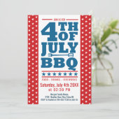 4 juli BBQ Rood Blauw Wit Sterren Feest Kaart (Staand voorkant)