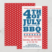 4 juli BBQ Rood Blauw Wit Sterren Feest Kaart (Voorkant / Achterkant)