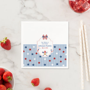 4 juli BBQ Rood Wit Blauw Strepen Patriottisch Servet