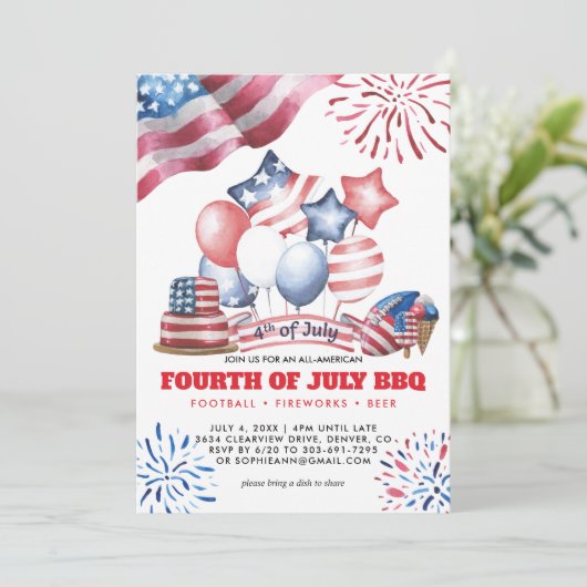 4 juli BBQ uitnodiging (Staand voorkant)