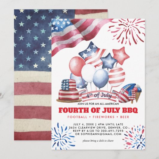 4 juli BBQ uitnodiging (Voorkant / Achterkant)