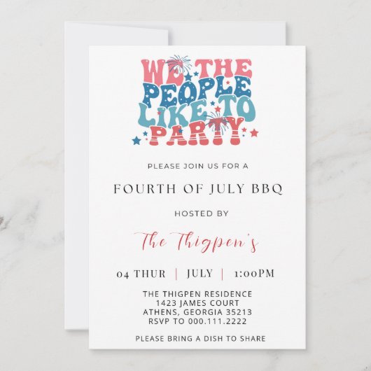 4 juli BBQ Uitnodiging, 4 juli Uitnodiging (Voorkant)