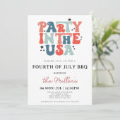 4 juli BBQ Uitnodiging, 4 juli Uitnodiging, 4 juli Kaart (Staand voorkant)