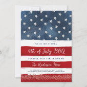 4 juli BBQ Uitnodiging Bewerkbaar Rood Wit Blu (Voorkant)
