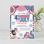 4 juli BBQ uitnodiging, feest in de VS uitnodiging (Staand voorkant)