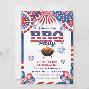 4 juli BBQ uitnodiging, Feest in de VS uitnodiging