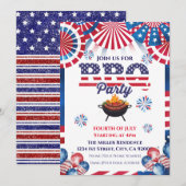 4 juli BBQ uitnodiging, Feest in de VS uitnodiging (Voorkant / Achterkant)