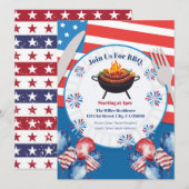 4 juli BBQ uitnodiging, feest in de VS uitnodiging (Voorkant / Achterkant)