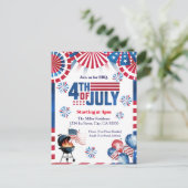 4 juli BBQ uitnodiging, Feest in de VS uitnodiging (Staand voorkant)