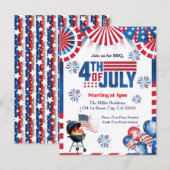 4 juli BBQ uitnodiging, Feest in de VS uitnodiging (Voorkant / Achterkant)