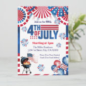 4 juli BBQ uitnodiging, Feest in de VS uitnodiging (Staand voorkant)