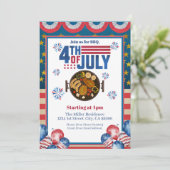 4 juli BBQ uitnodiging, Feest in de VS uitnodiging (Staand voorkant)