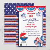 4 juli BBQ uitnodiging, feest in de VS uitnodiging (Voorkant / Achterkant)