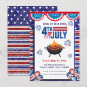 4 juli BBQ uitnodiging, feest in de VS uitnodiging (Voorkant / Achterkant)