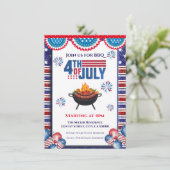 4 juli BBQ uitnodiging, feest in de VS uitnodiging (Staand voorkant)