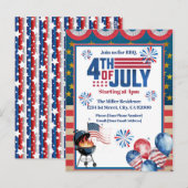 4 juli BBQ uitnodiging, feest in de VS uitnodiging (Voorkant / Achterkant)