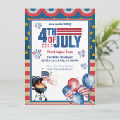 4 juli BBQ uitnodiging, feest in de VS uitnodiging (Staand voorkant)