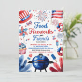 4 Juli BBQ Uitnodiging, Partij in de Verenigde Sta Kaart (Staand voorkant)