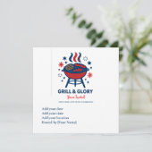 4 Juli BBQ Uitnodiging – Rood Wit en Blauw Pa (Staand voorkant)