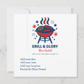 4 Juli BBQ Uitnodiging – Rood Wit en Blauw Pa (Voorkant)