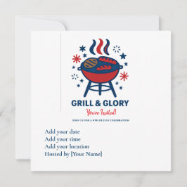 4 Juli BBQ Uitnodiging – Rood Wit en Blauw Pa