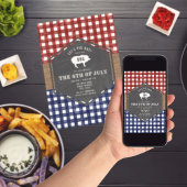 4 juli BBQ Varken Rood Wit En Blauw Feest Kaart