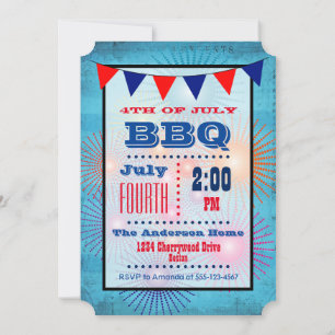4 juli BBQ-vlag en uitnodiging voor vuurwerk