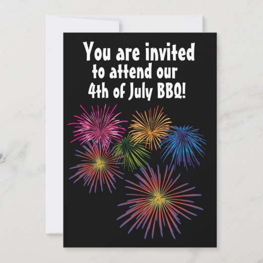 4 JULI BBQ VUURWERK FEEST OP MAAT UITNODIGINGEN (Voorkant)