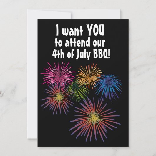 4 JULI BBQ VUURWERK FEEST OP MAAT UITNODIGINGEN (Voorkant)