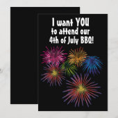 4 JULI BBQ VUURWERK FEEST OP MAAT UITNODIGINGEN (Voorkant / Achterkant)