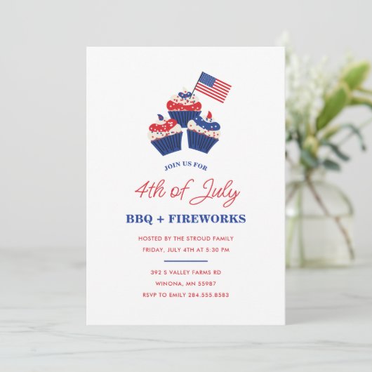 4 Juli BBQ & Vuurwerkviering Kaart (Staand voorkant)