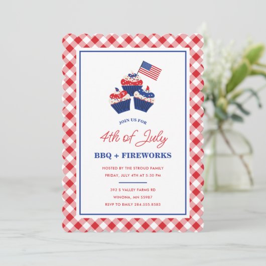 4 Juli BBQ & Vuurwerkviering Kaart (Staand voorkant)