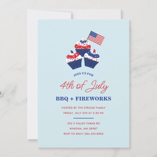 4 Juli BBQ & Vuurwerkviering Kaart (Voorkant)