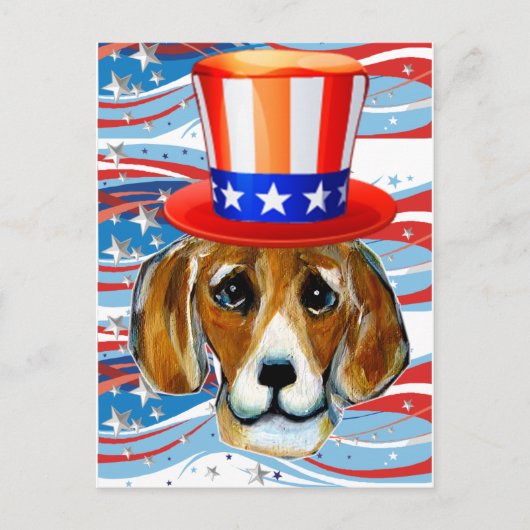 4 juli Beagle Briefkaart (Voorkant)