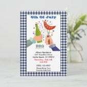 4 juli Beer en Franks BBQ Picnic Party Invit Kaart (Staand voorkant)