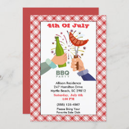 4 juli Beer en Franks BBQ Picnic Party Kaart