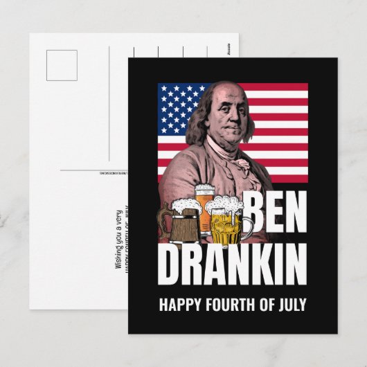 4 juli BEN DRANKIN Feestdagenkaart (Voorkant / Achterkant)