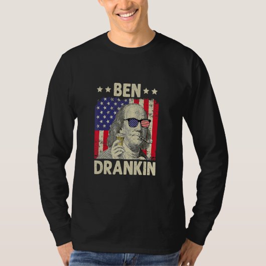 4 juli Ben Drankin Onafhankelijkheidsdag Drink T-shirt (Voorkant)