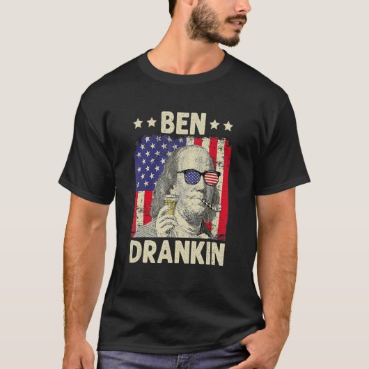 4 juli Ben Drankin Onafhankelijkheidsdag Drink T-shirt (Voorkant)