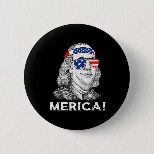 4 juli Ben Franklin Merica USA Boys Kind Ronde Button 5,7 Cm (Voorkant)