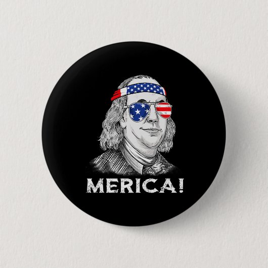 4 juli Ben Franklin Merica USA Boys Kind Ronde Button 5,7 Cm (Voorkant)