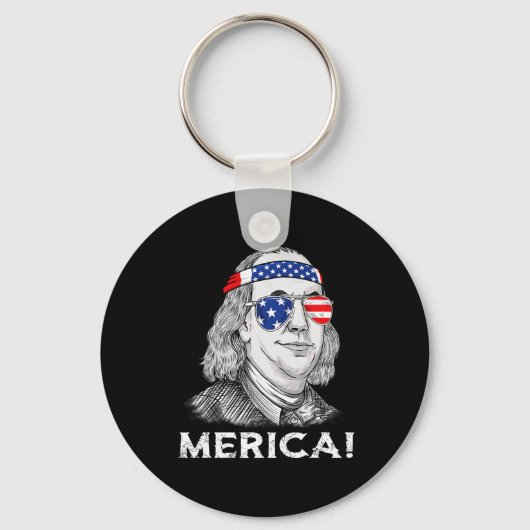 4 juli Ben Franklin Merica USA Boys Kind Sleutelhanger (Voorkant)