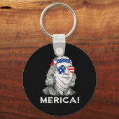 4 juli Ben Franklin Merica USA Boys Kind Sleutelhanger (Achterkant)